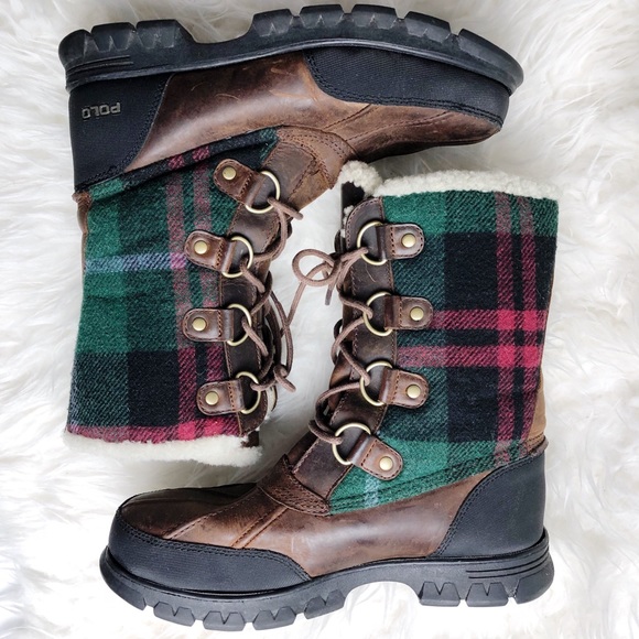 plaid polo boots
